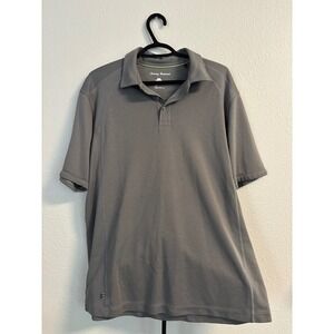 Tommy Bahama‎ Mens Emfielder Polo Shirt Gray Short Sleeve Marlin Logo Large 0117